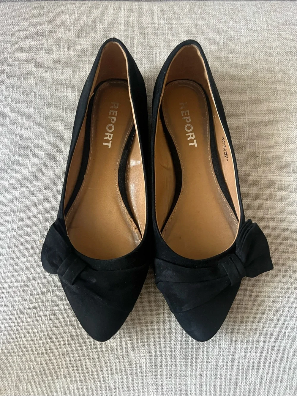 Report Black Womens 6.5 pointed-Toe Bow office casual dressy ballet Flats